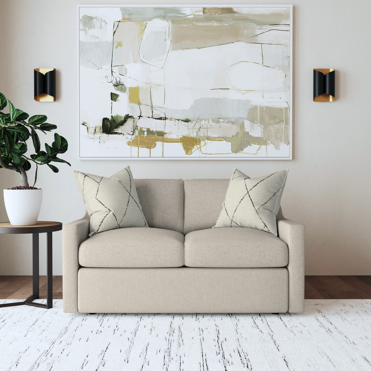 Sky Fabric Loveseat 58" W