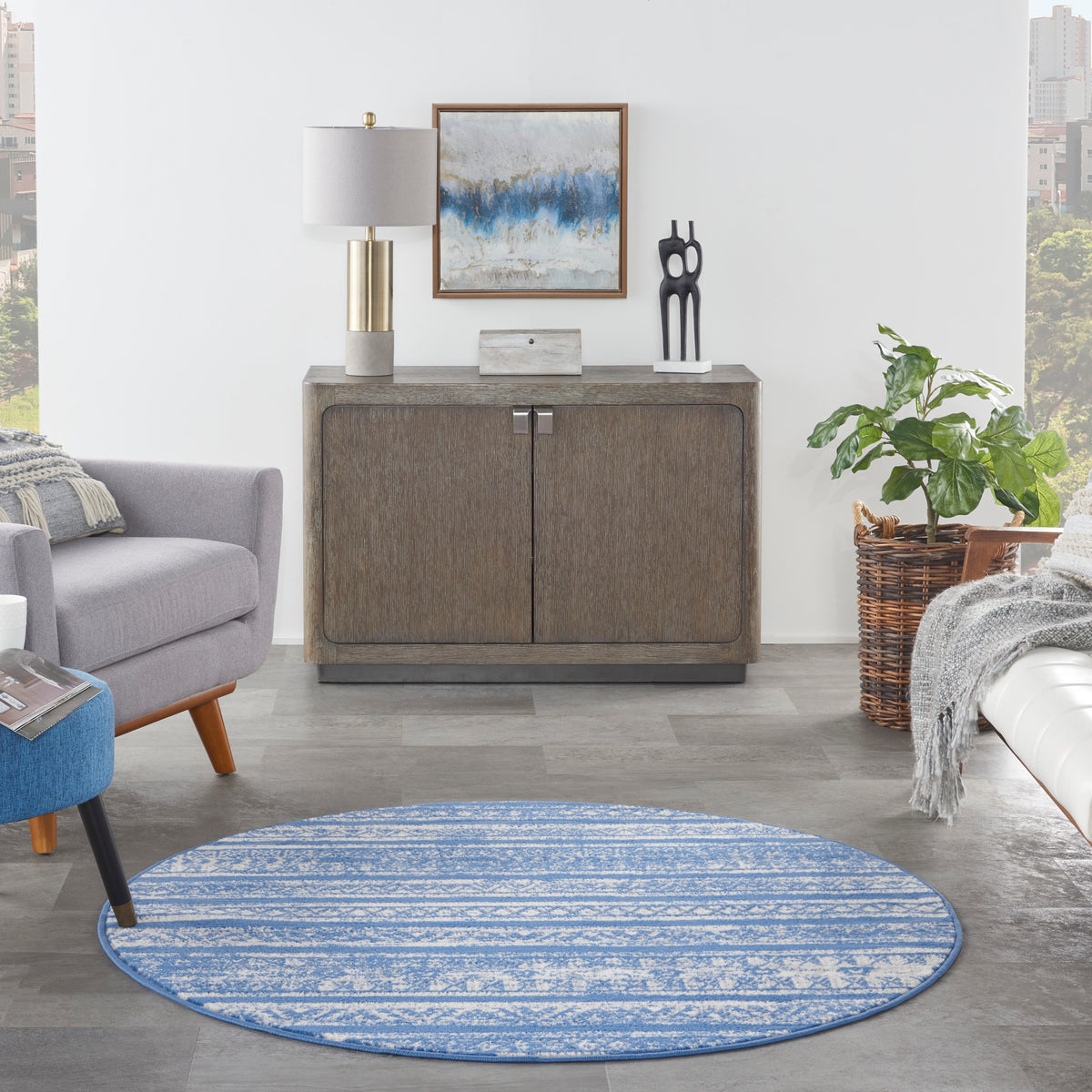 Whimsicle WHS16 Light Blue Ivory Rug
