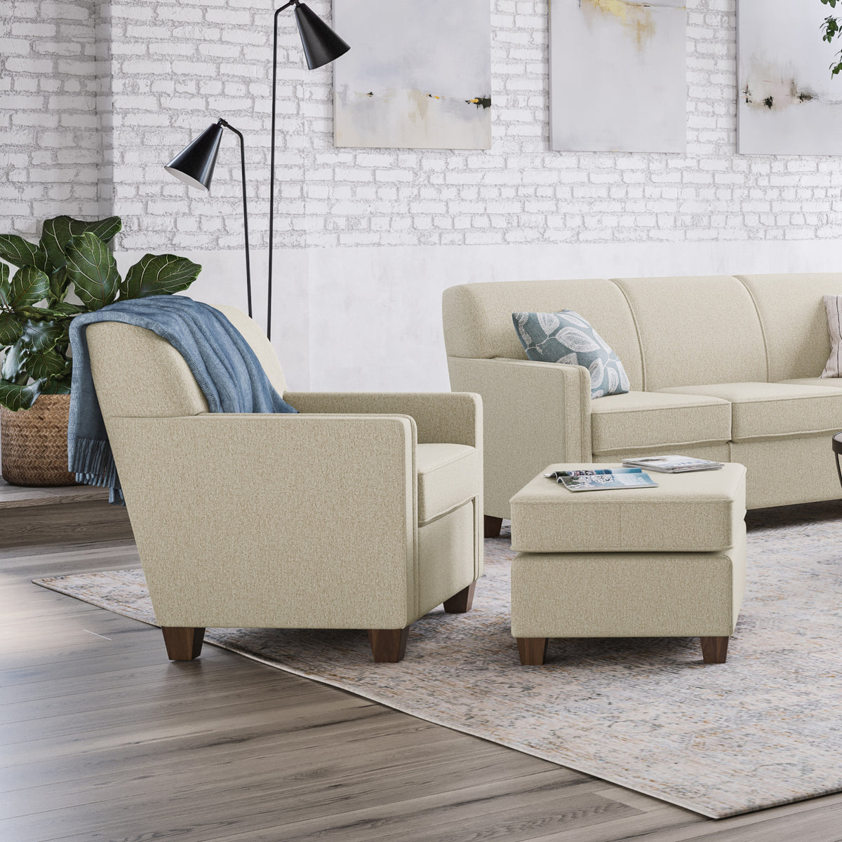 Nora Fabric Ottoman