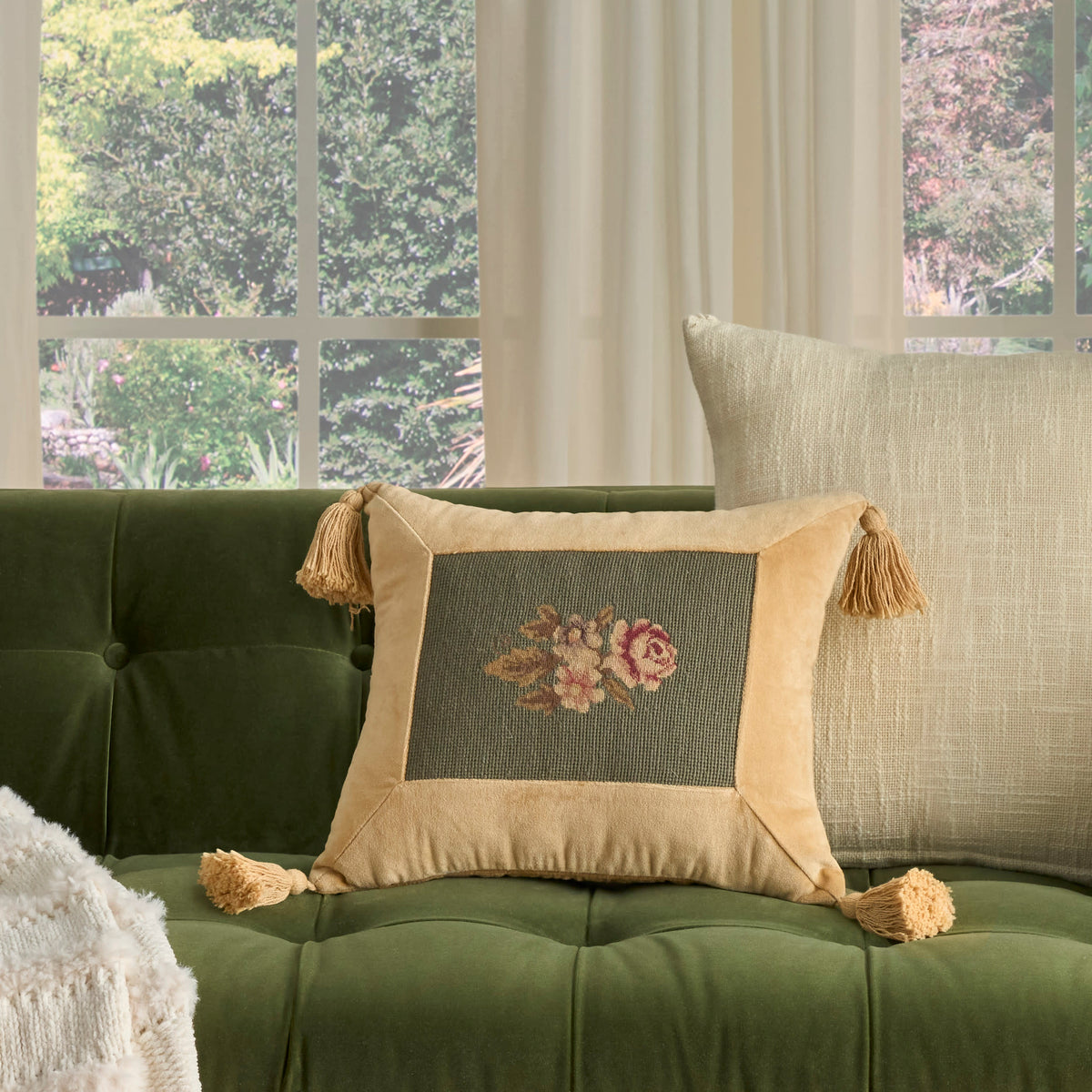 Vintage Pillow V1809 Sage 13" x 15" Throw Pillows