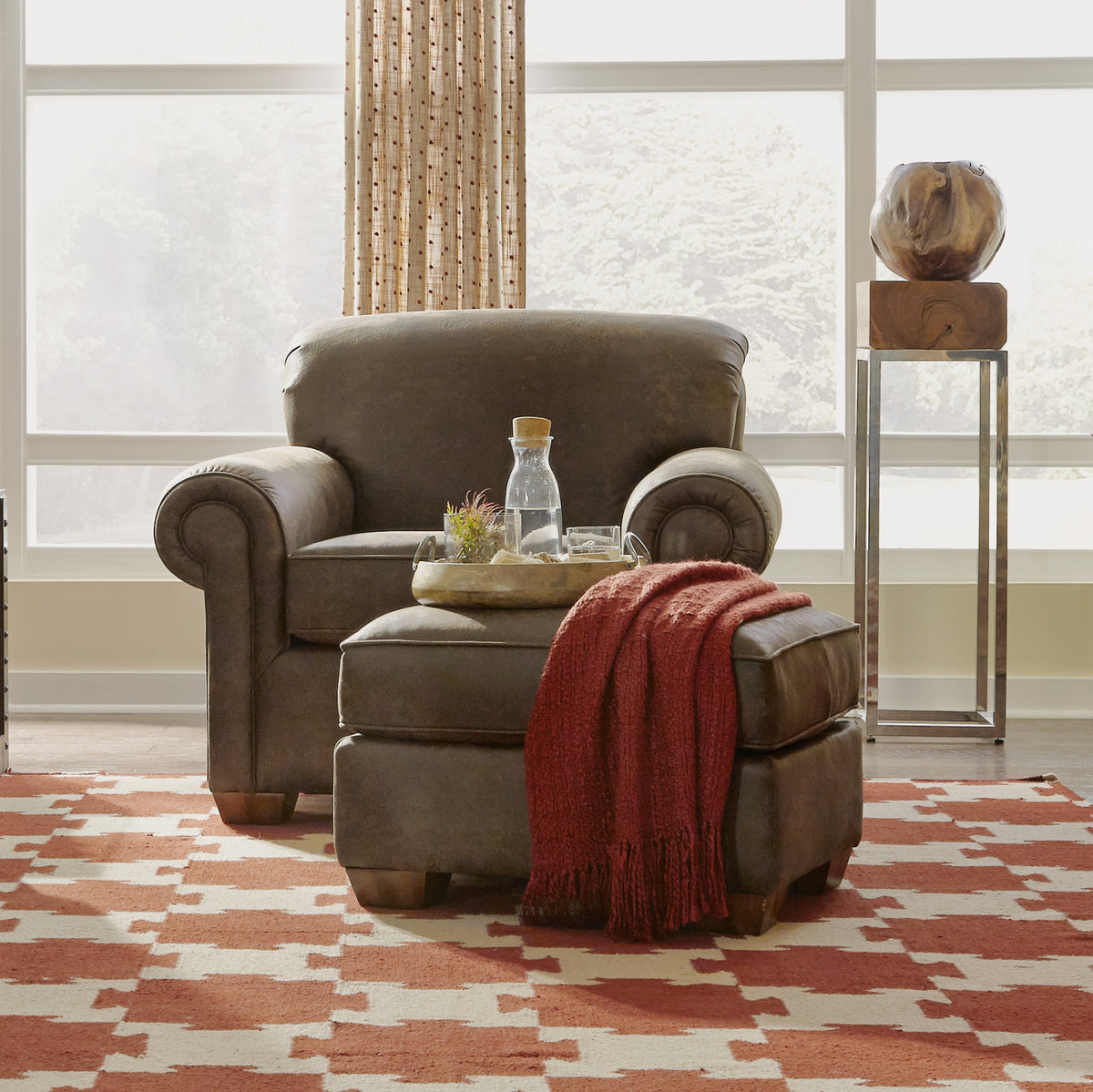 Main Street Fabric Ottoman