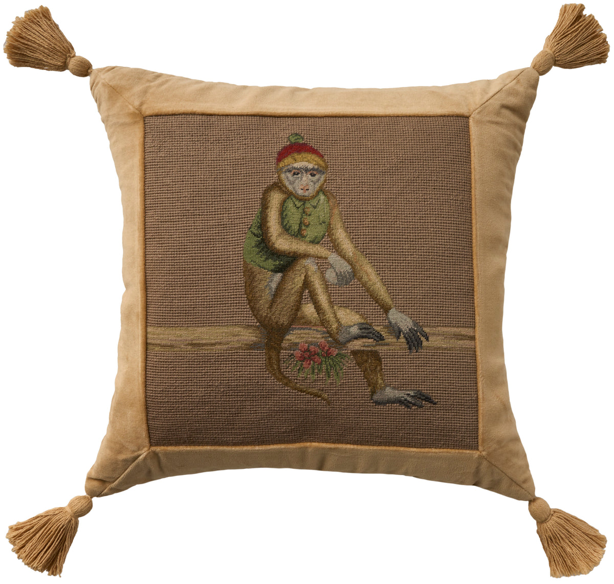 Vintage Pillow V8271 Taupe 19" x 19" Throw Pillows