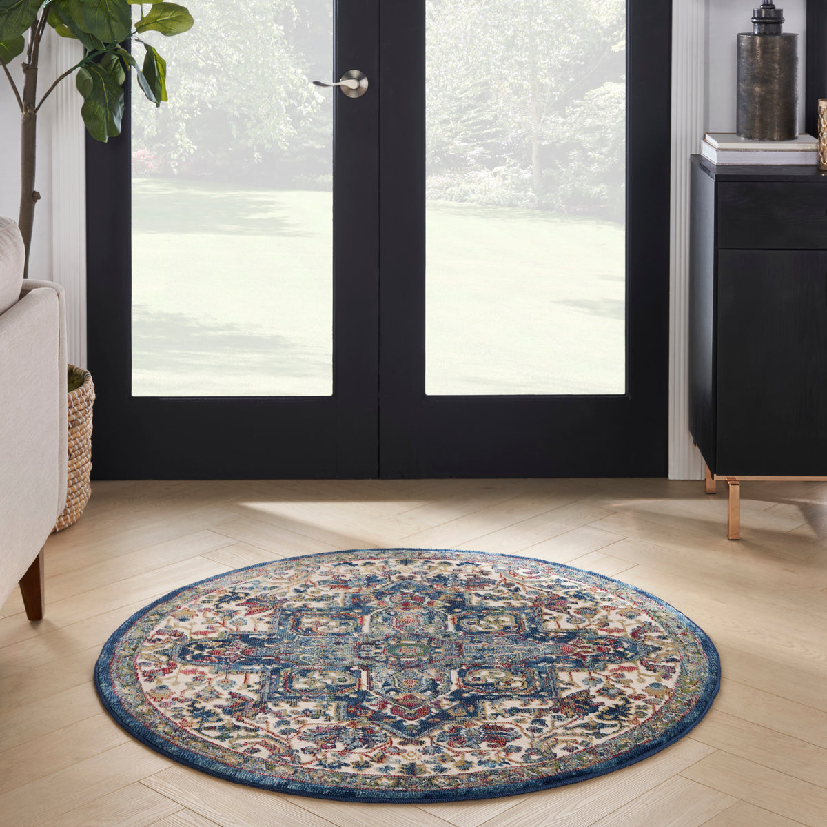 Ankara Global ANR15 Ivory Navy Rug