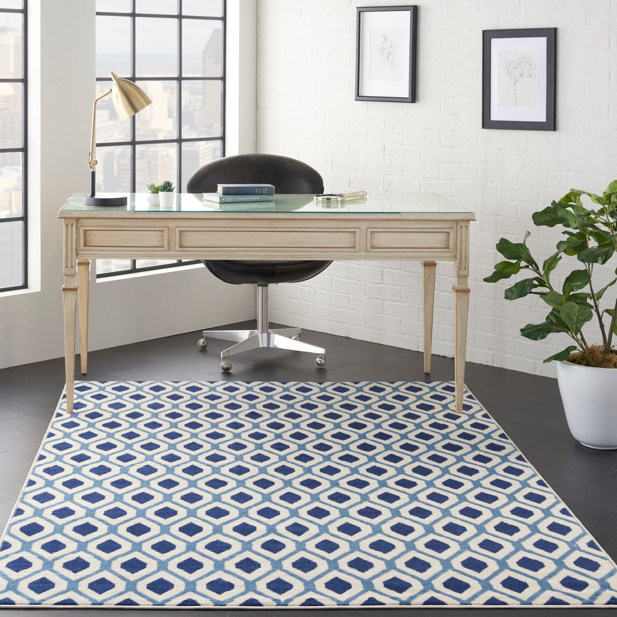 Grafix GRF22 White Navy Rug