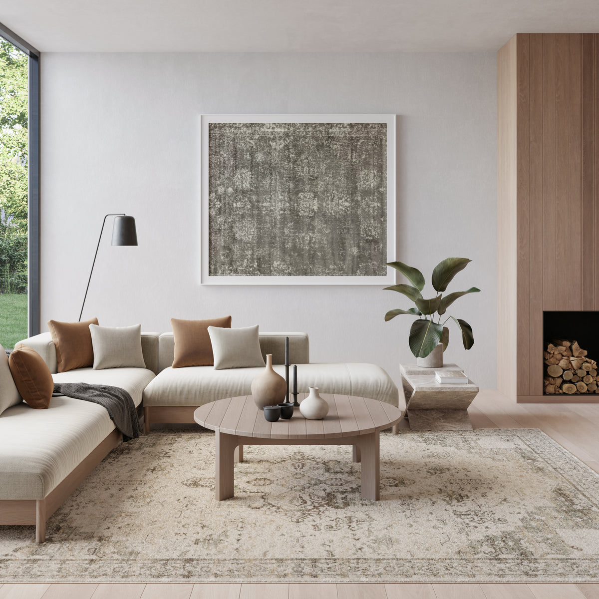 Soft Mist SMI03 Ivory Light Grey Rug