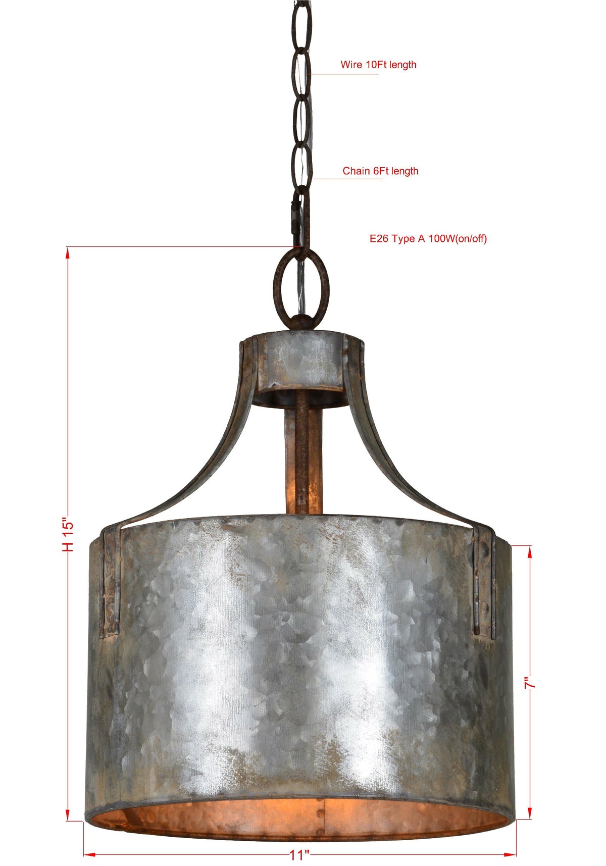 Nala 1-Lt Metal Pendant
