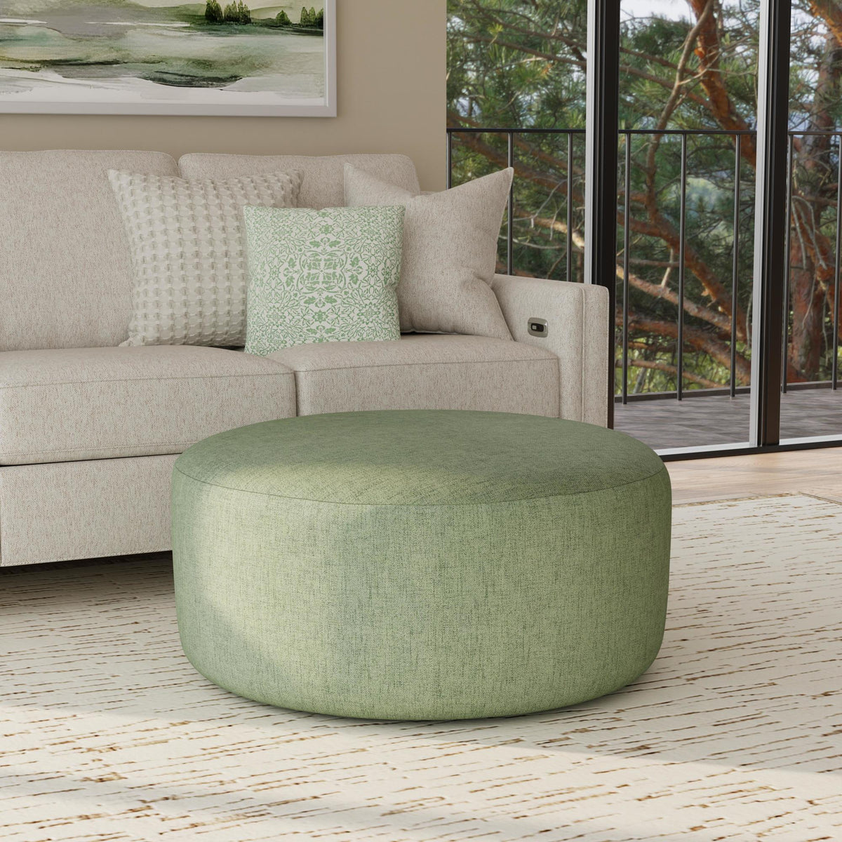Pouf Fabric Cocktail Ottoman 36" W