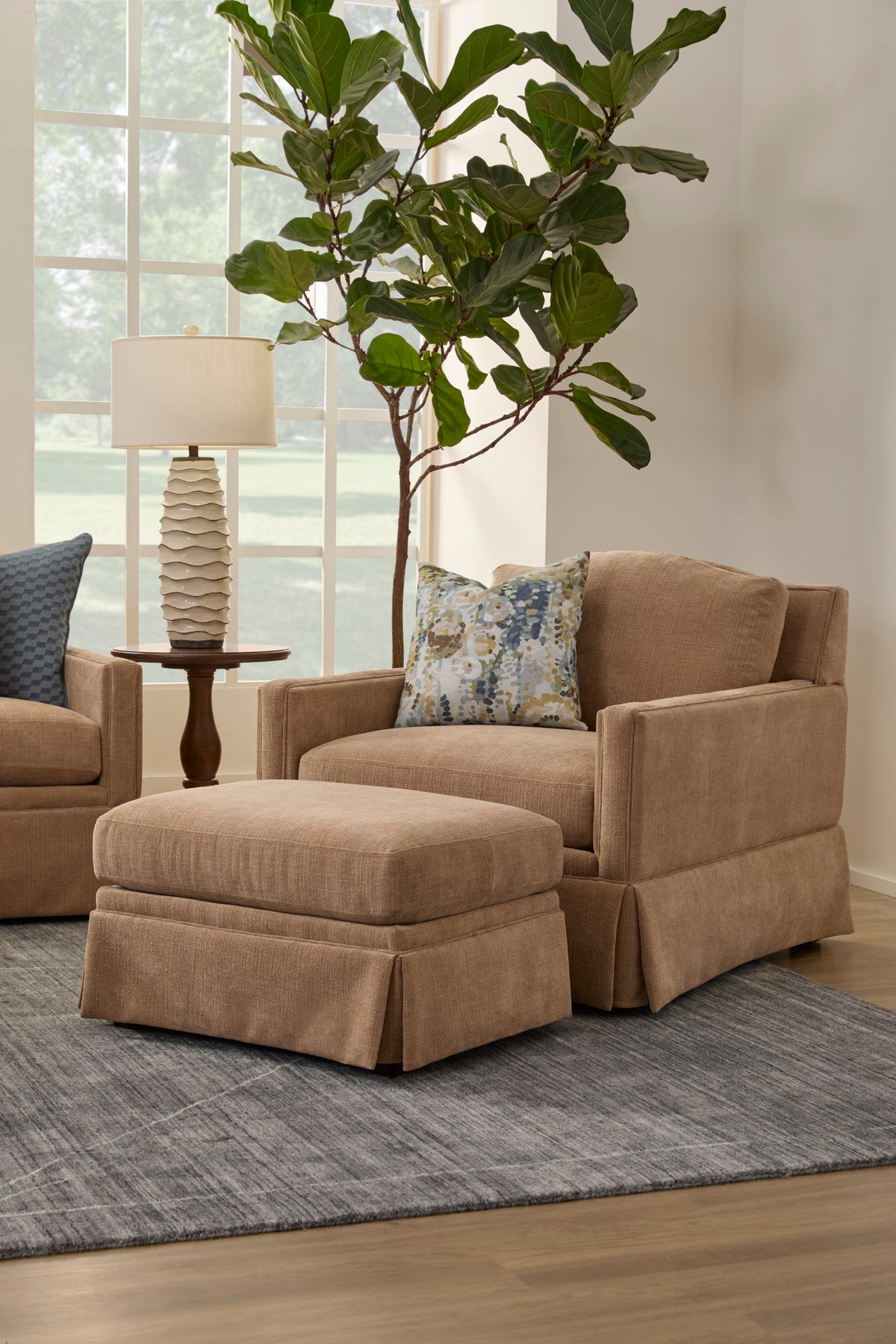 Lottie Fabric Skirted Ottoman