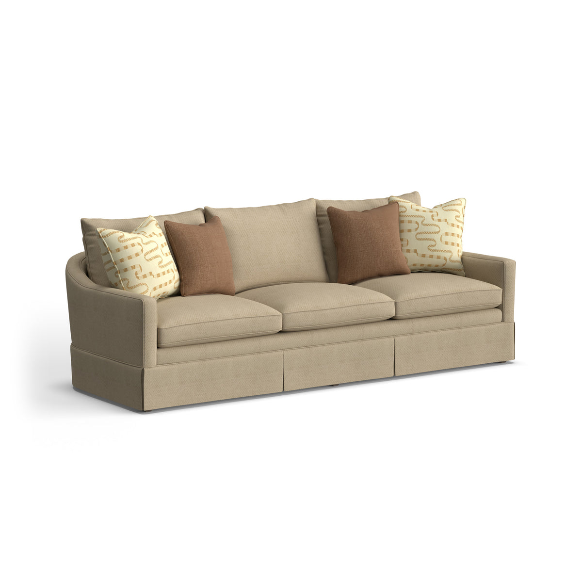 Eleanora Fabric Skirted Large Three-Cushion Sofa