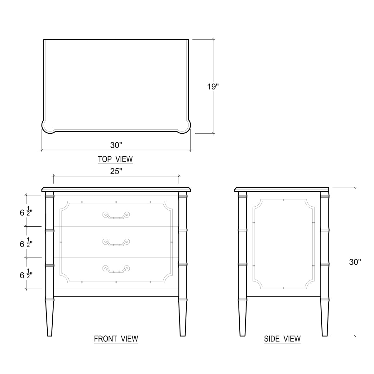 Chelsea 3 Drawer Bedside Table in Antique French Oak