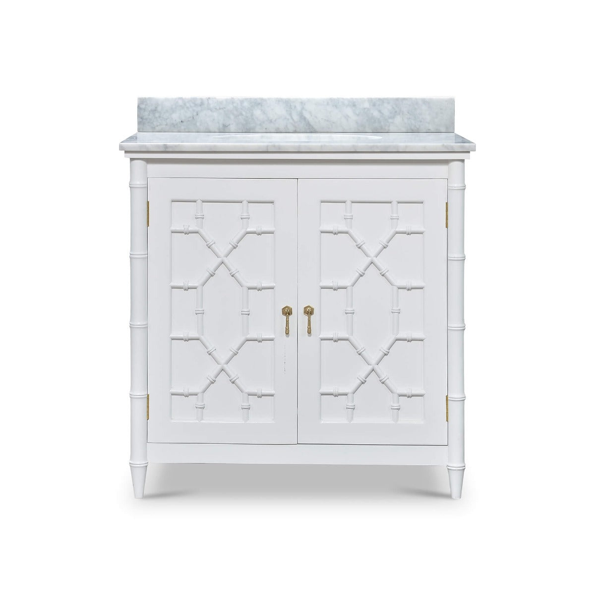 Grosvenor Single Vanity in True White w/ Sink & Marble Top