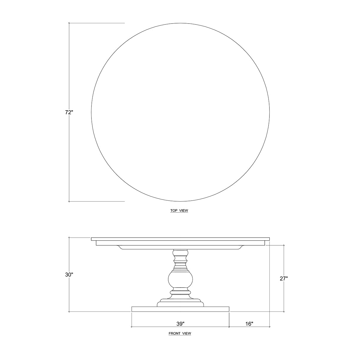 Goucho Round Dining Table 72'' in Straw Wash