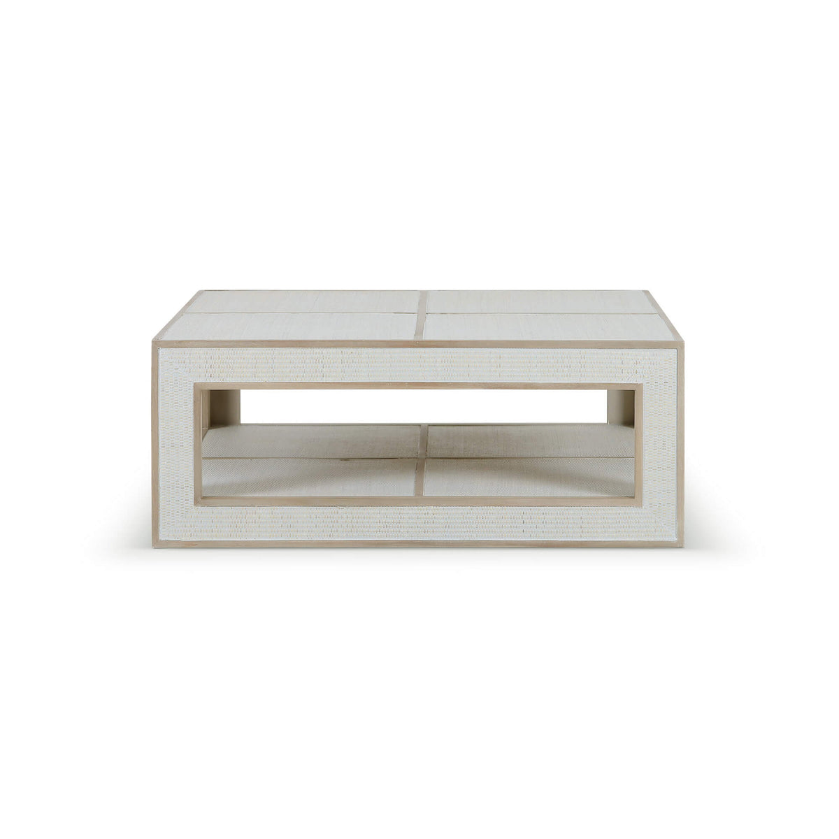 Finsbury Square Coffee Table in Sandbar w/ White Inset Rattan