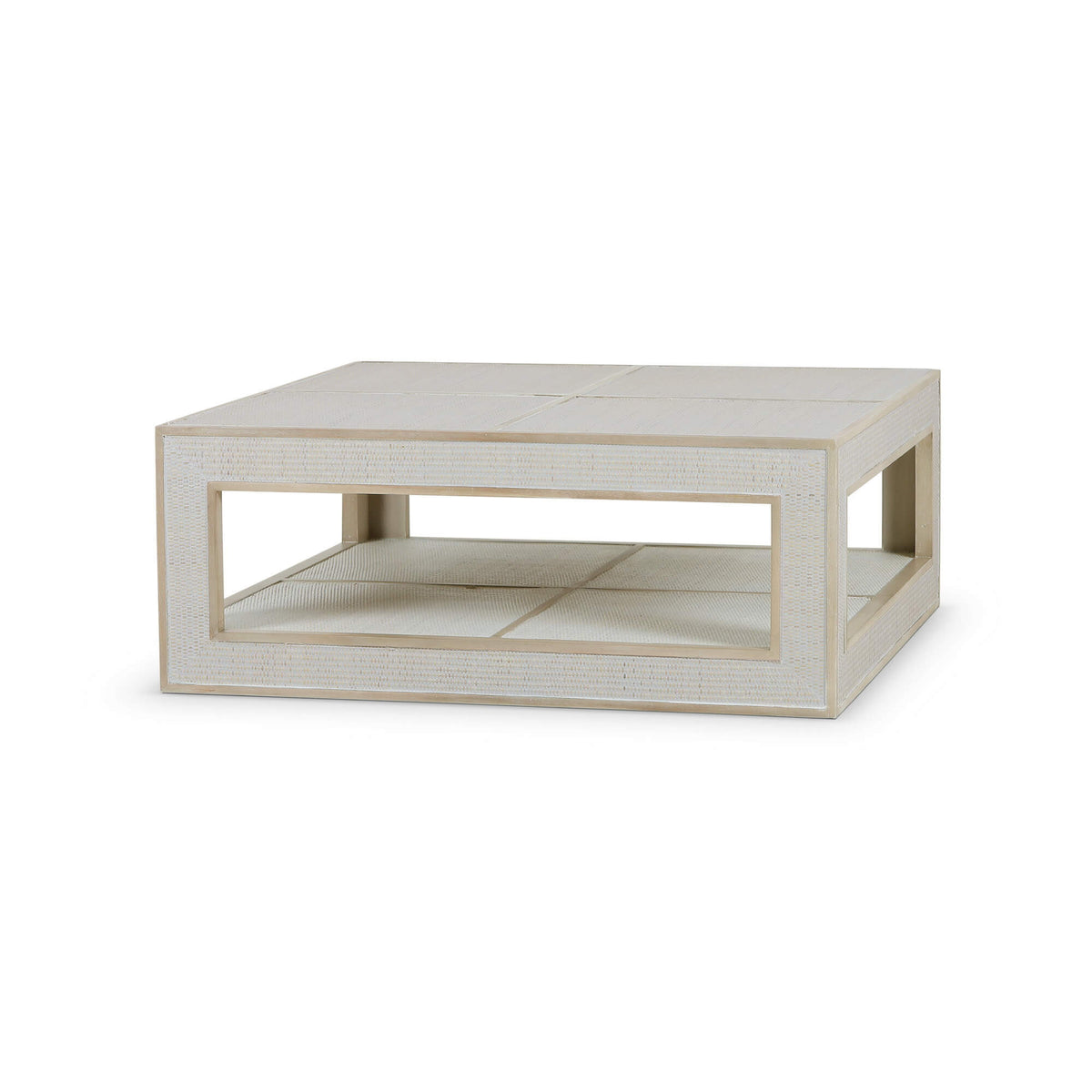 Finsbury Square Coffee Table in Sandbar w/ White Inset Rattan