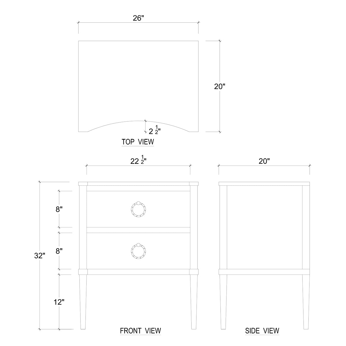 Bow Nightstand in Architectural White
