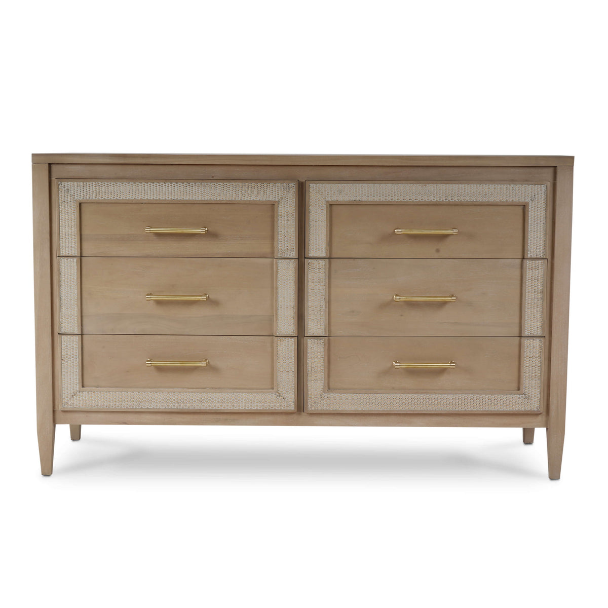 Belgravia 6 Drawer Dresser in Sandbar w/ White Inset Rattan