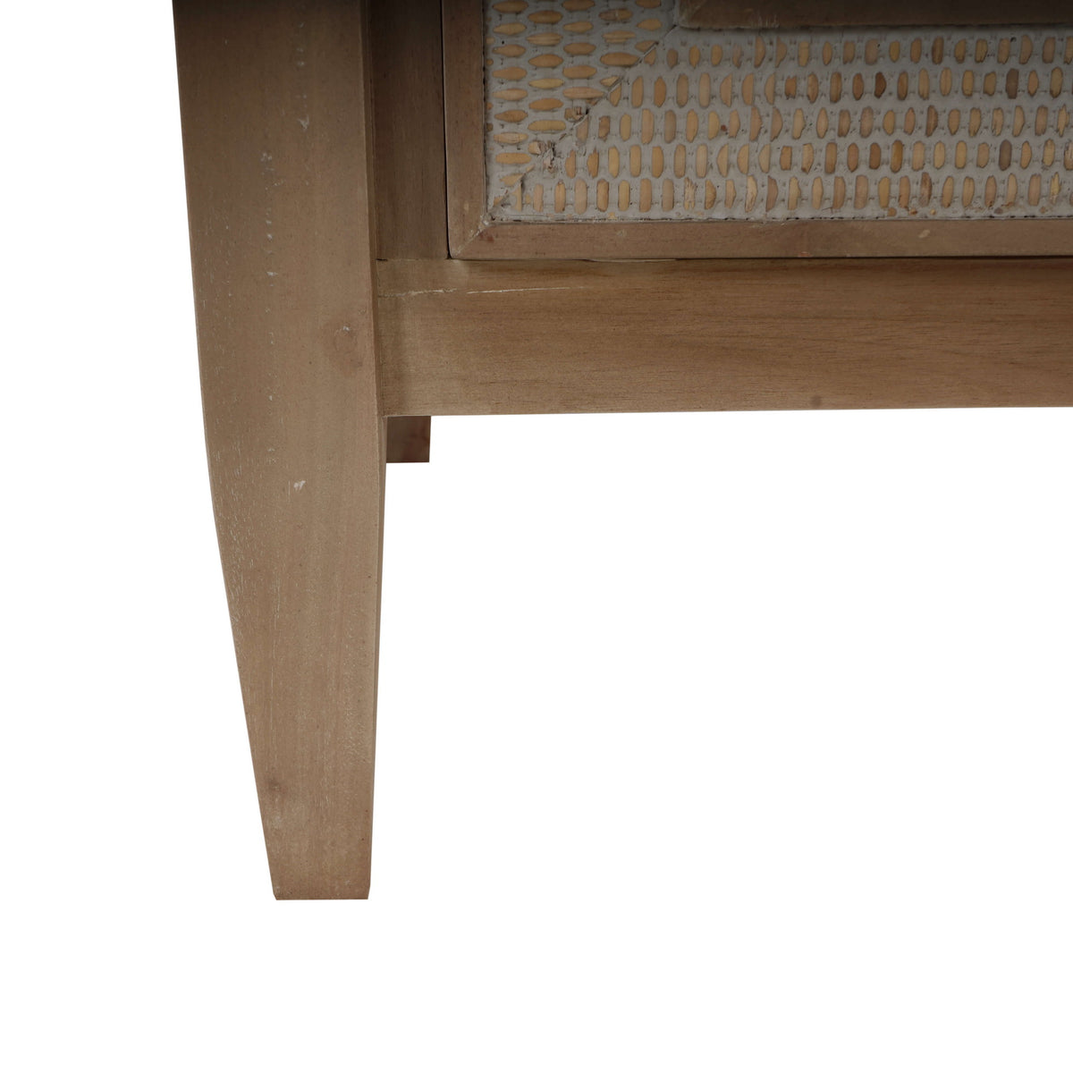 Belgravia Bedside Table in Sandbar w/ White Inset Rattan