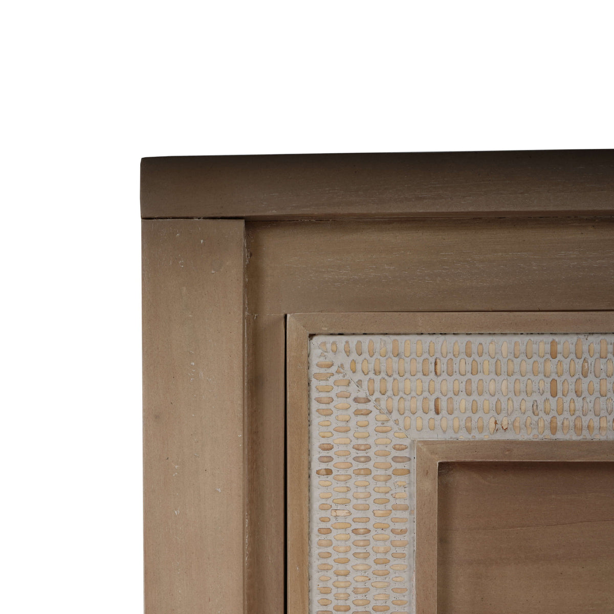 Belgravia Bedside Table in Sandbar w/ White Inset Rattan