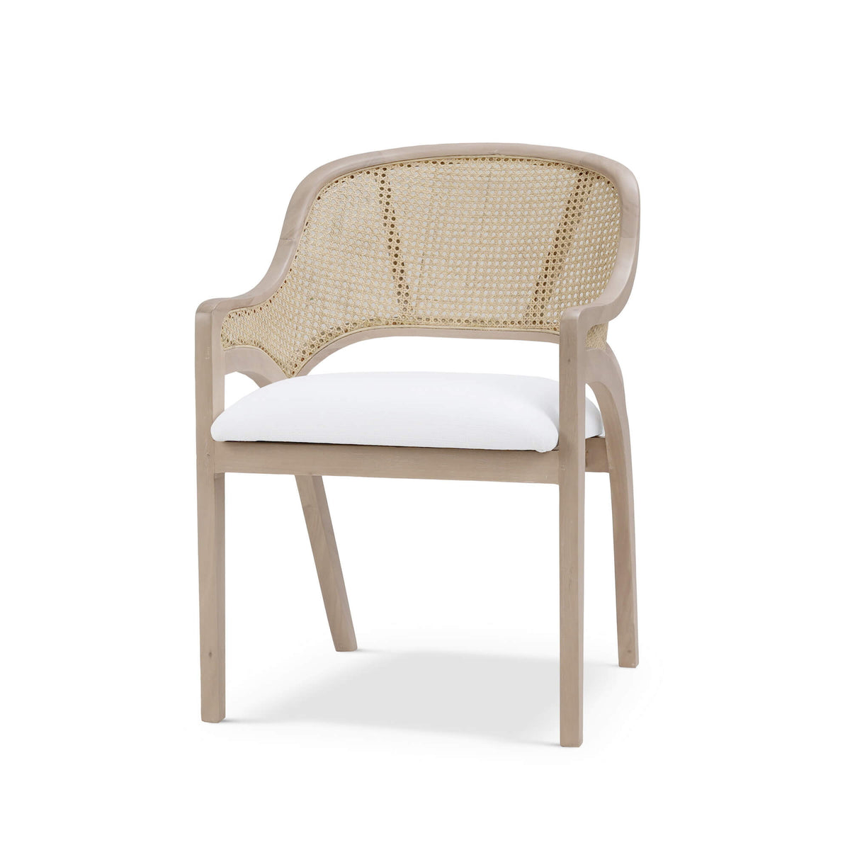 Mayfair Chair in Sandbar w/ Arctic White Performance Fabric & Rattan Natural on Back