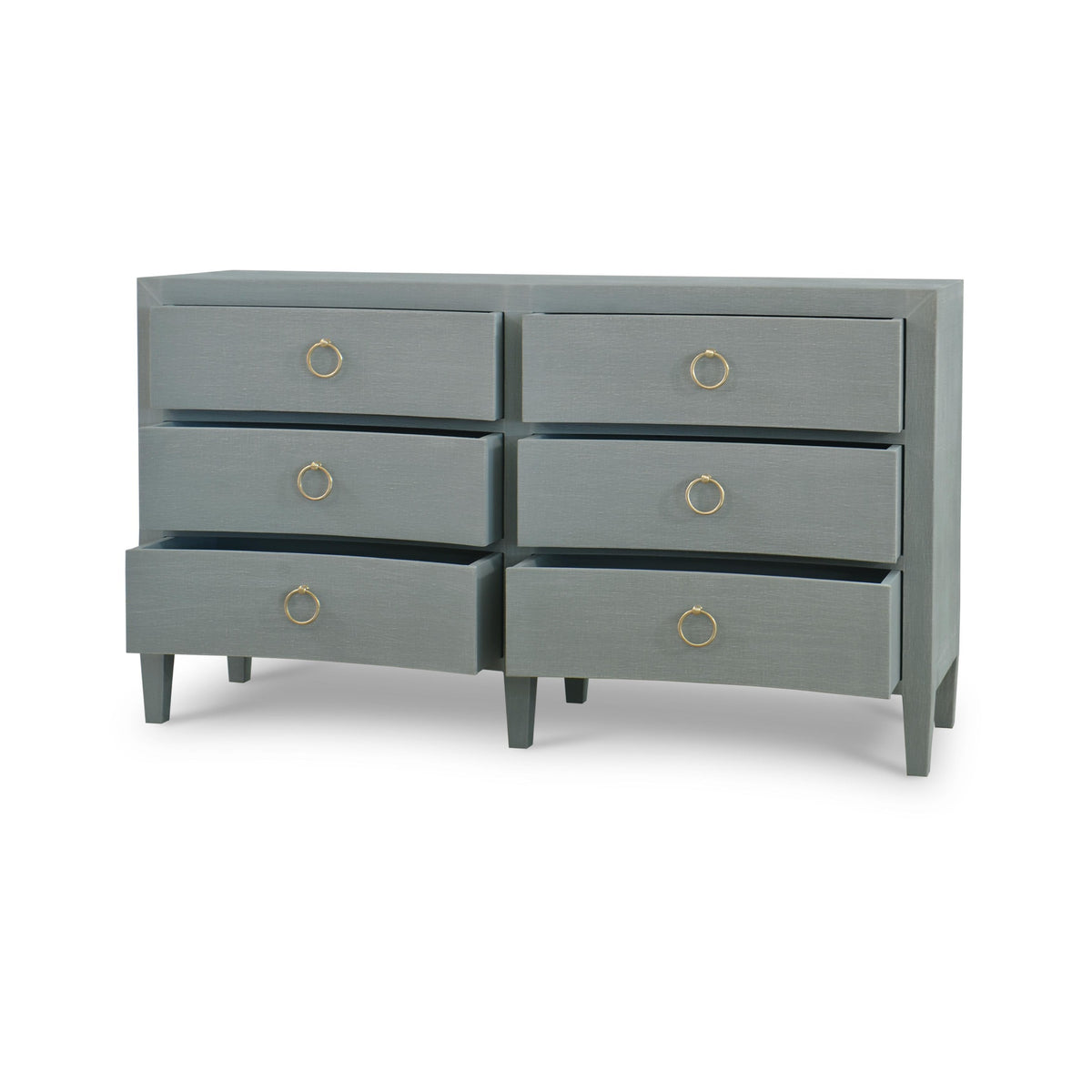 Mornington Linen Wrapped 6 Drawer Dresser in Linen Pale Blue