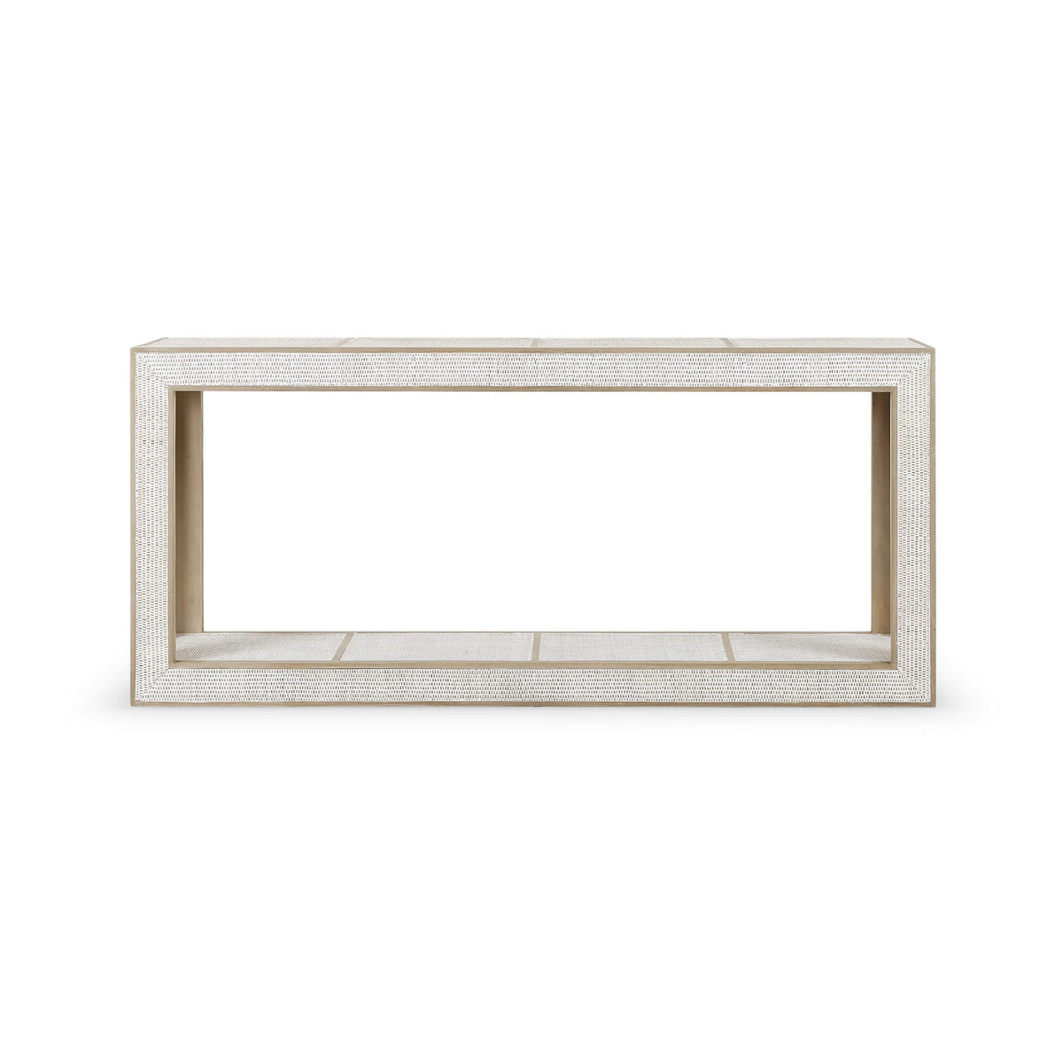 Finsbury Console Table in Sandbar w/ White Inset Rattan