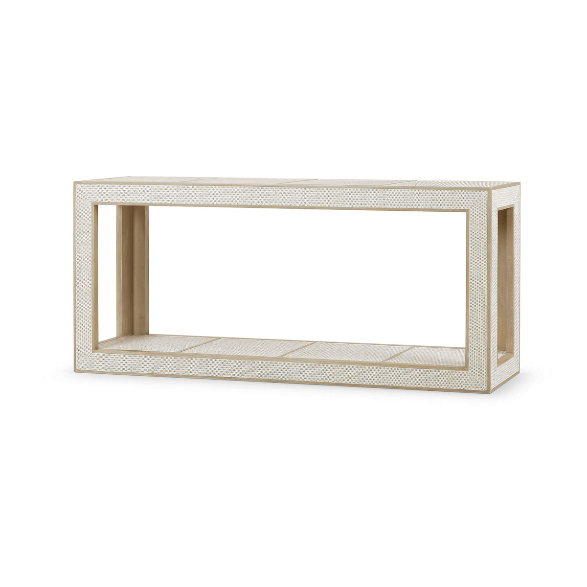 Finsbury Console Table in Sandbar w/ White Inset Rattan