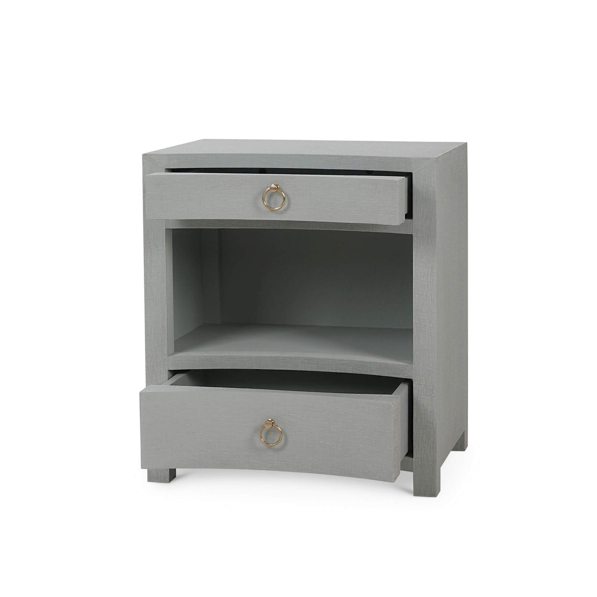 Mornington Open Shelf Bedside Table Linen Wrapped in Pale Blue