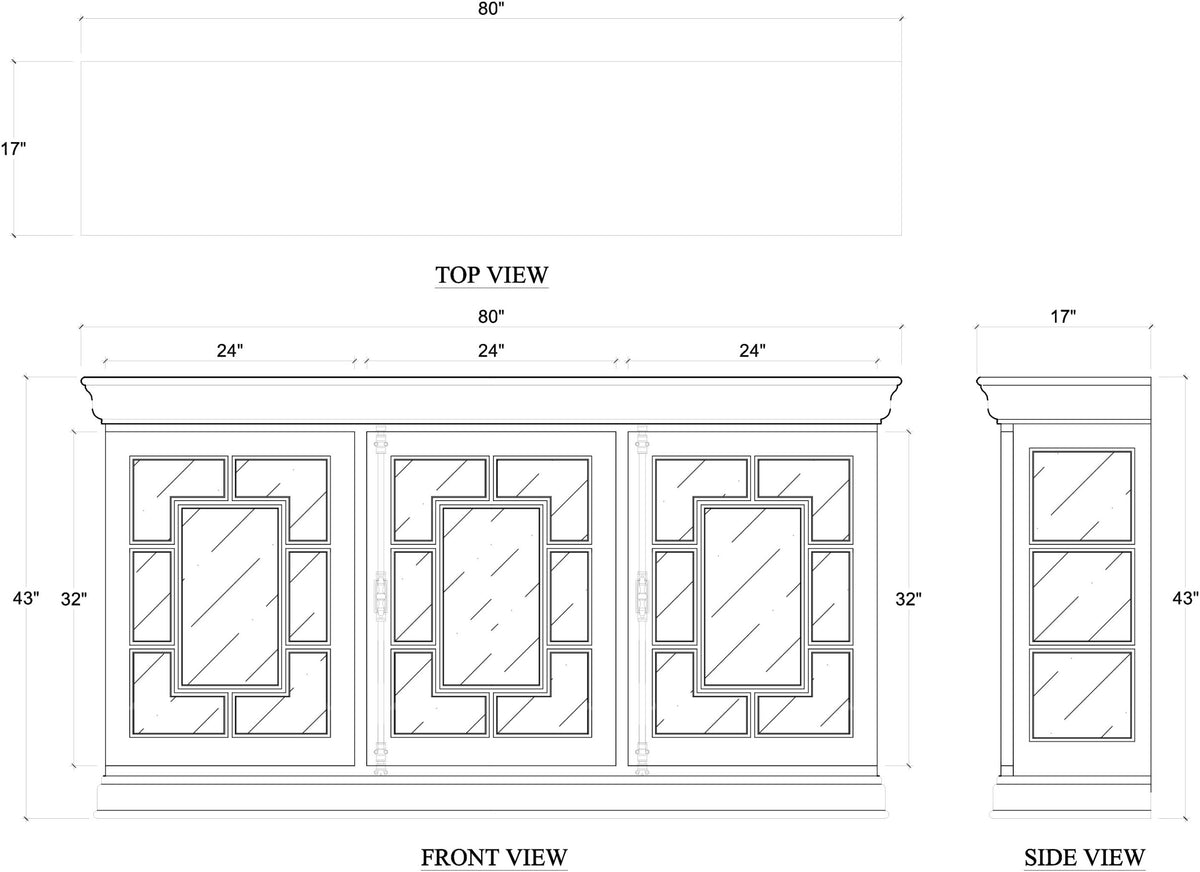 Bruges 3 Door Credenza in Walnut w/ Putty Interior