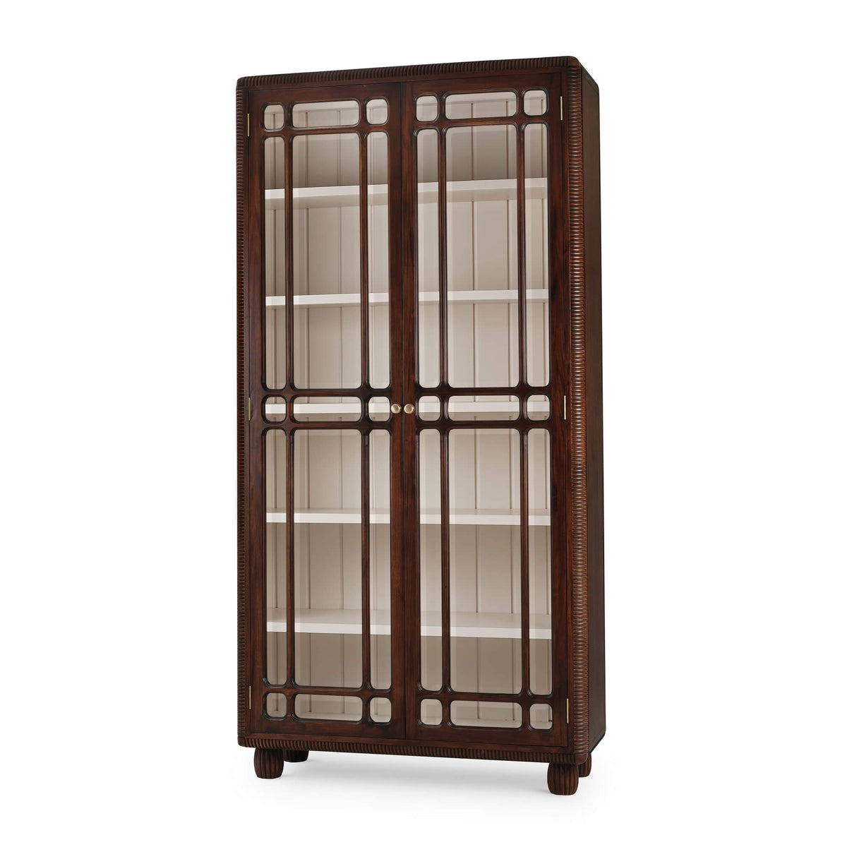Toulouse Glass Display Cabinet in Matt Teak Brown w/ Putty Interior