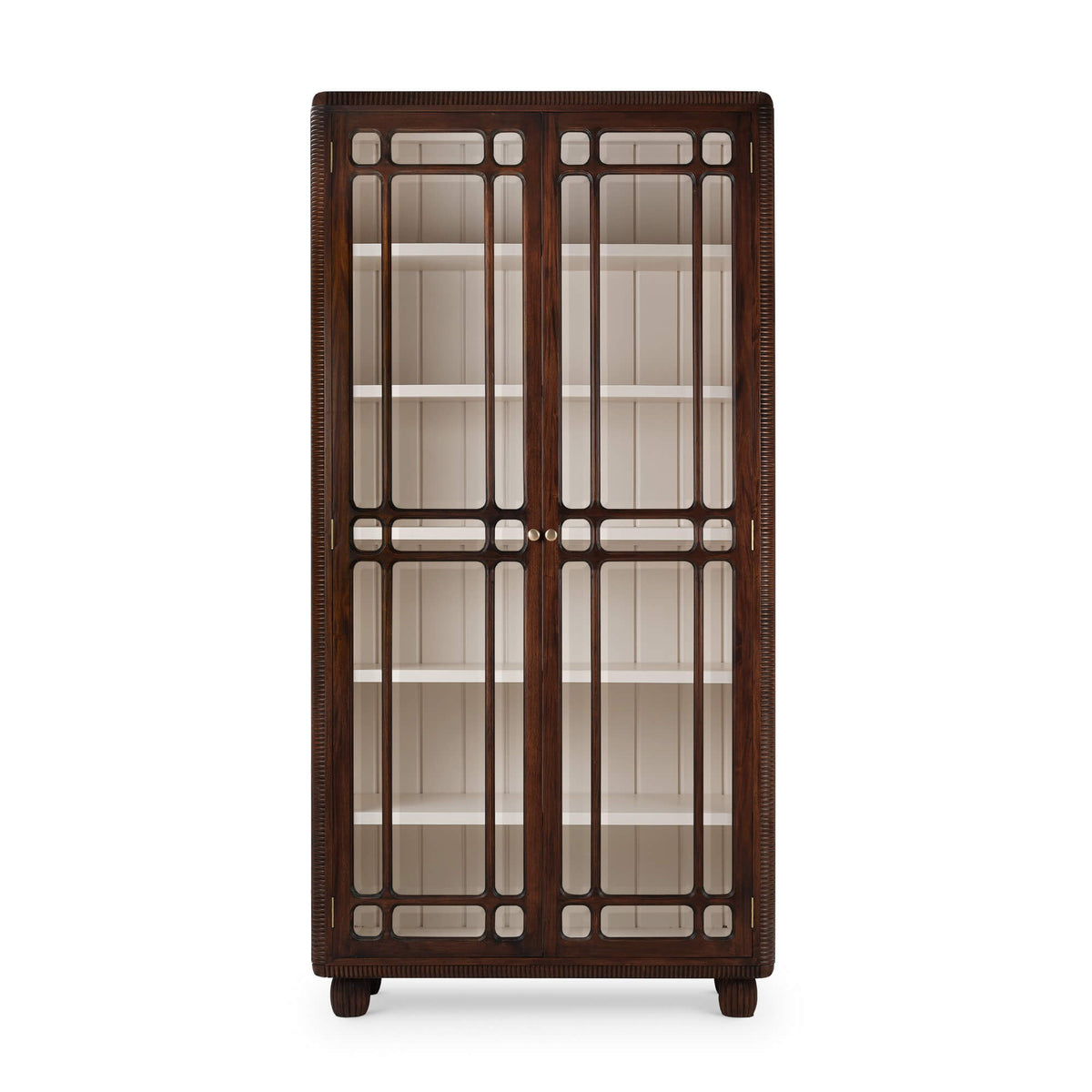 Toulouse Glass Display Cabinet in Matt Teak Brown w/ Putty Interior