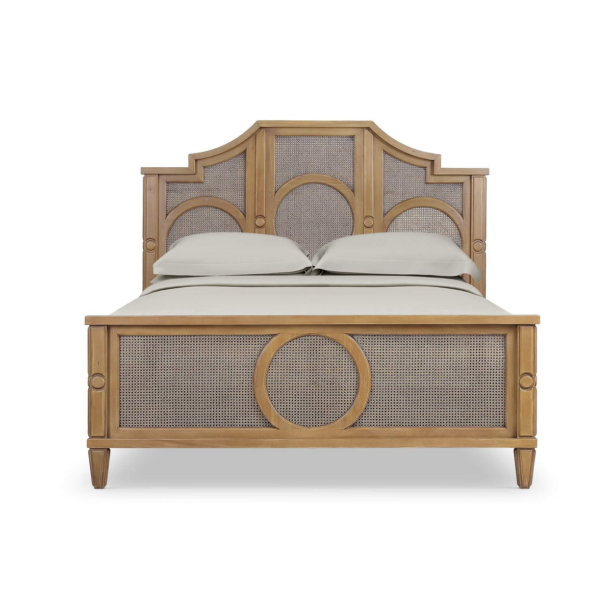 Chalfont Rattan Bed King in Antique French Oak w/ Rattan Glaze