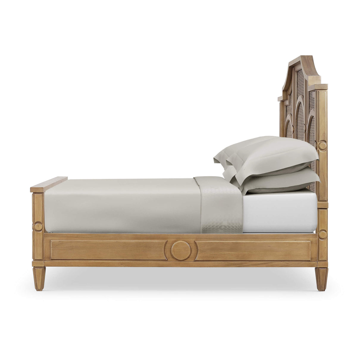 Chalfont Rattan Bed King in Antique French Oak w/ Rattan Glaze