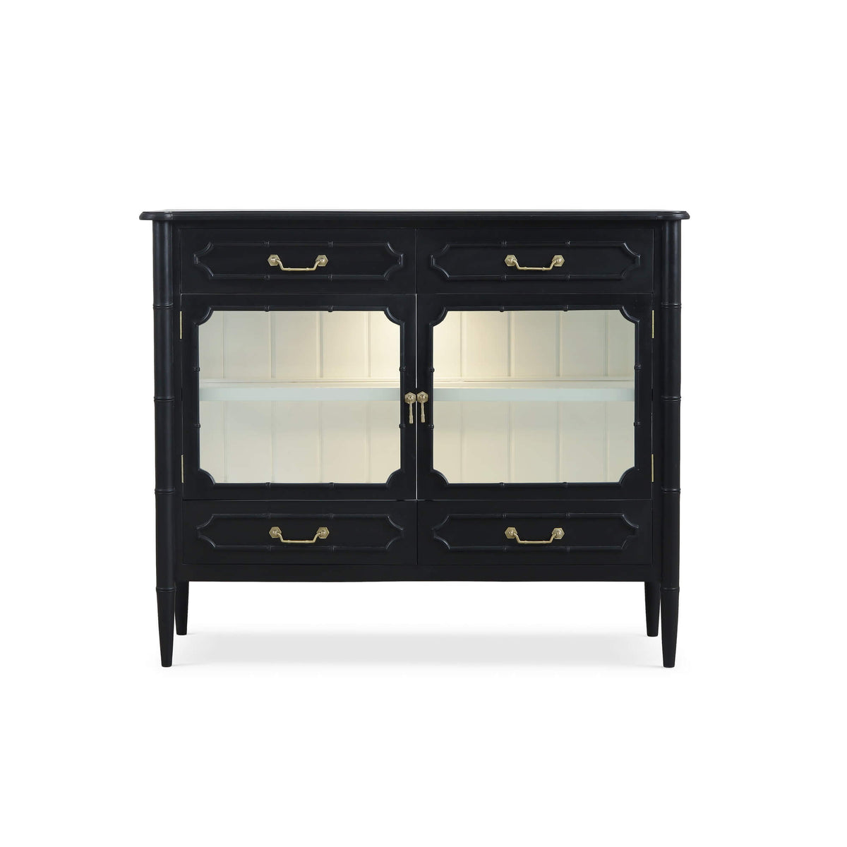 Grosvenor 2 Door Sideboard w/ 4 Drawers w/ LED in Batavia Black w/ True White Interior