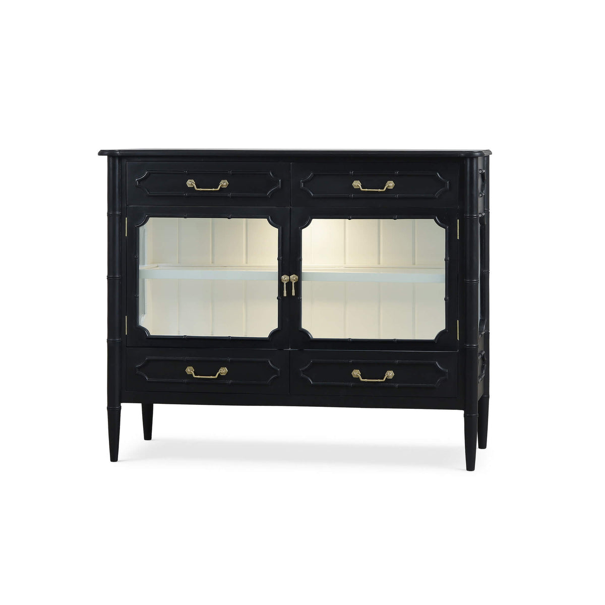 Grosvenor 2 Door Sideboard w/ 4 Drawers w/ LED in Batavia Black w/ True White Interior