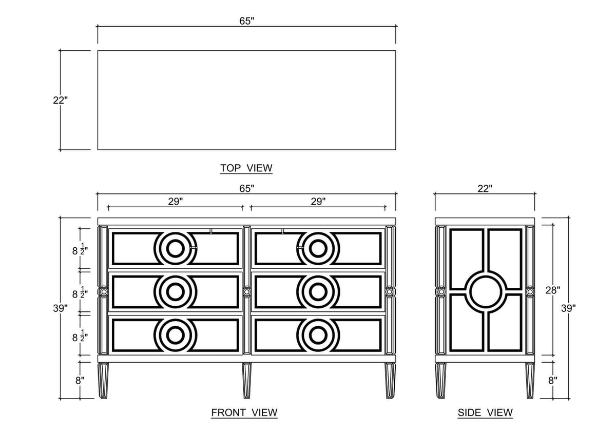 Chalfont 6 Drawer Dresser in Antique French Oak