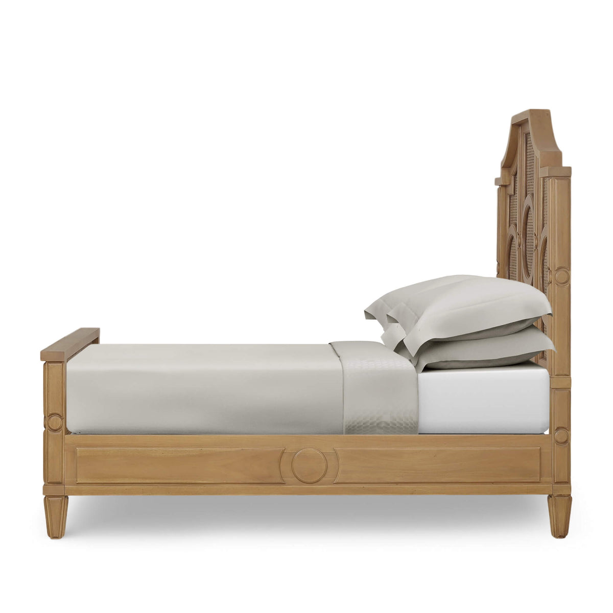 Chalfont Rattan Bed Queen in Antique French Oak w/ Rattan Glaze