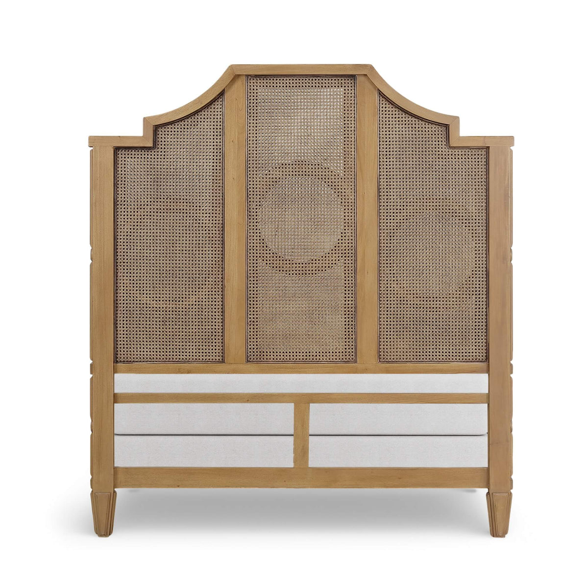Chalfont Rattan Bed Queen in Antique French Oak w/ Rattan Glaze