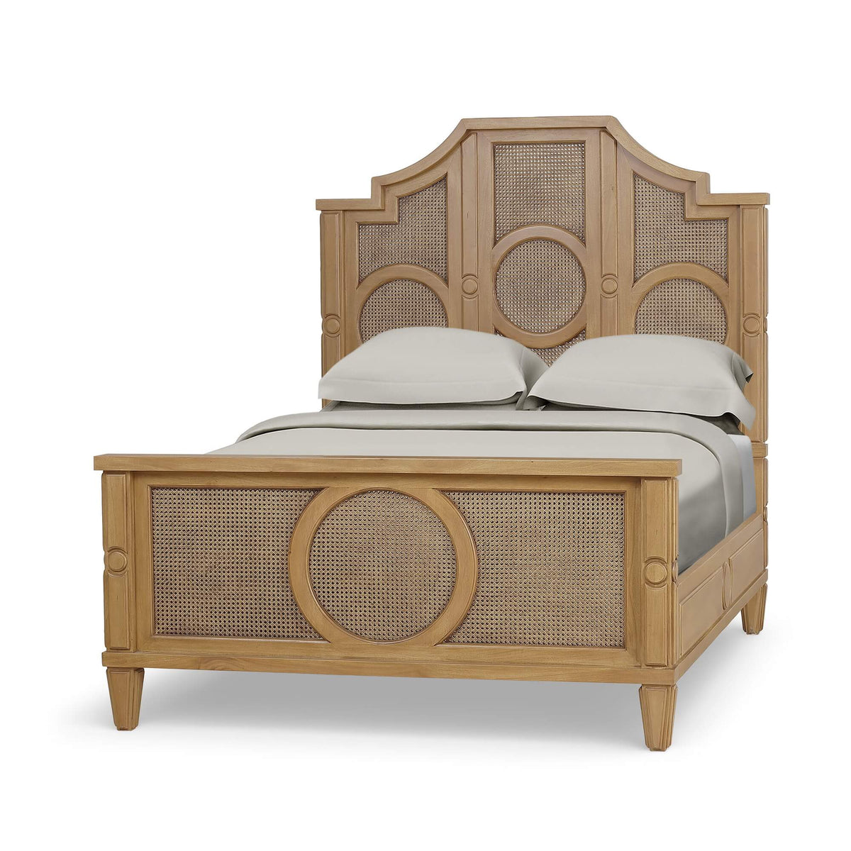 Chalfont Rattan Bed Queen in Antique French Oak w/ Rattan Glaze