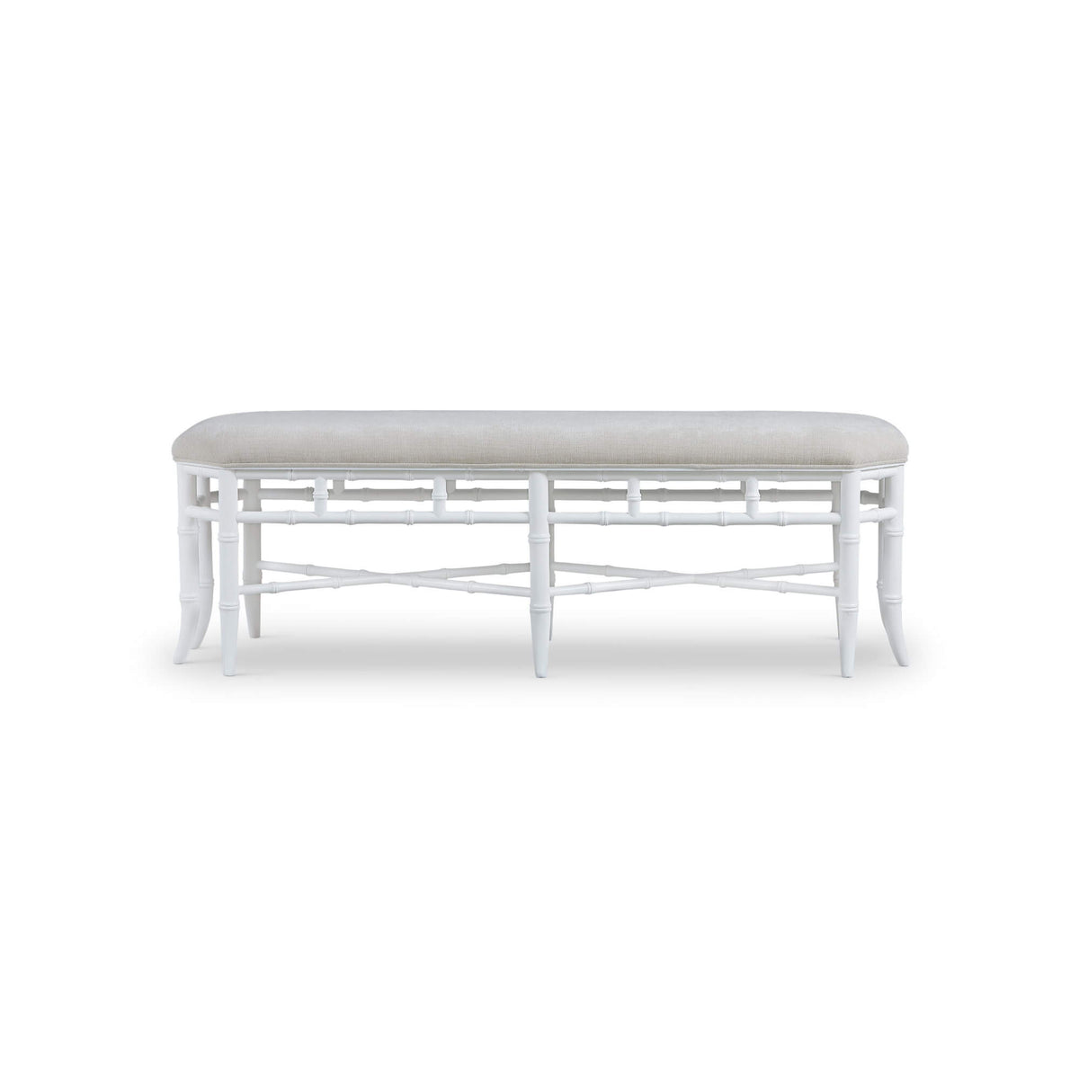 Grosvenor Bench in Architectural White w/ Thames Natural Performance Fabric