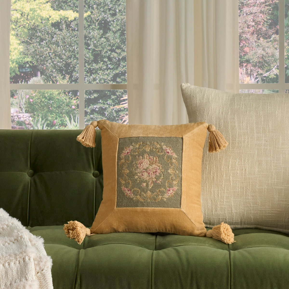 Vintage Pillow VAN10 Sage 15" x 15" Throw Pillows