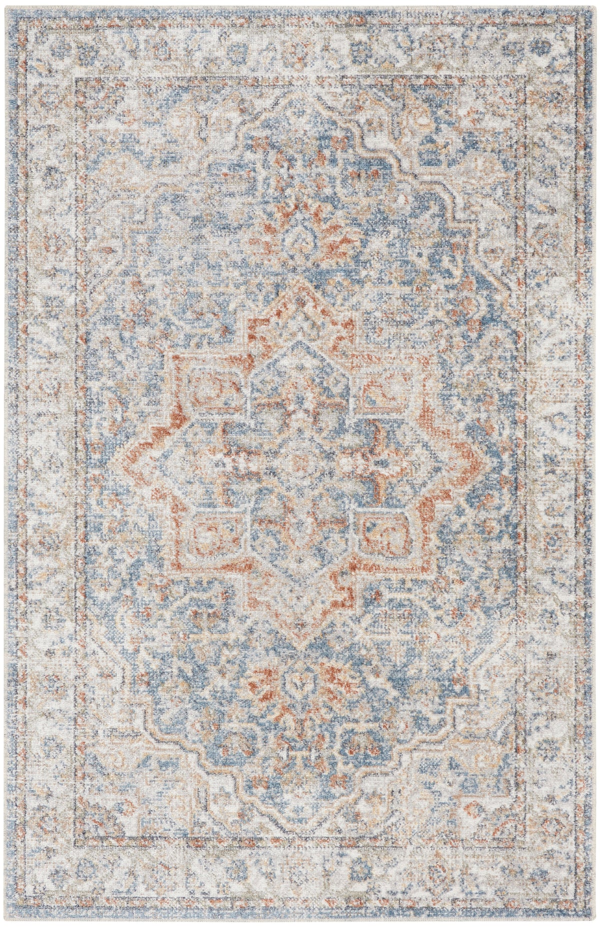 Astra Machine Washable ASW12 Denim Multicolor Rug