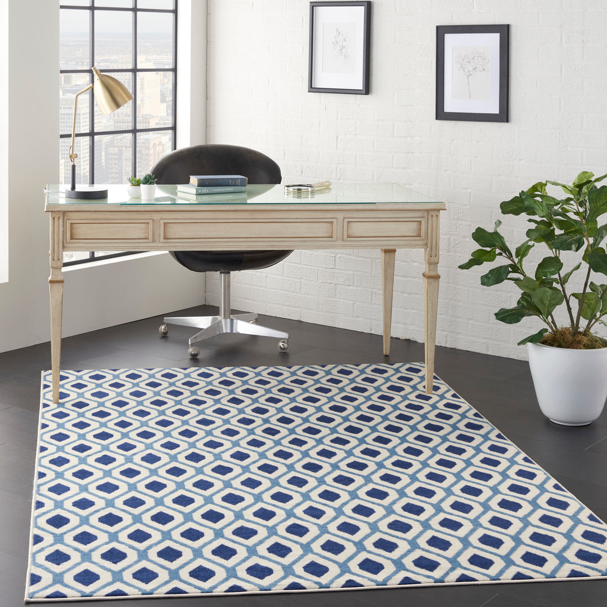 Grafix GRF22 White Navy Rug