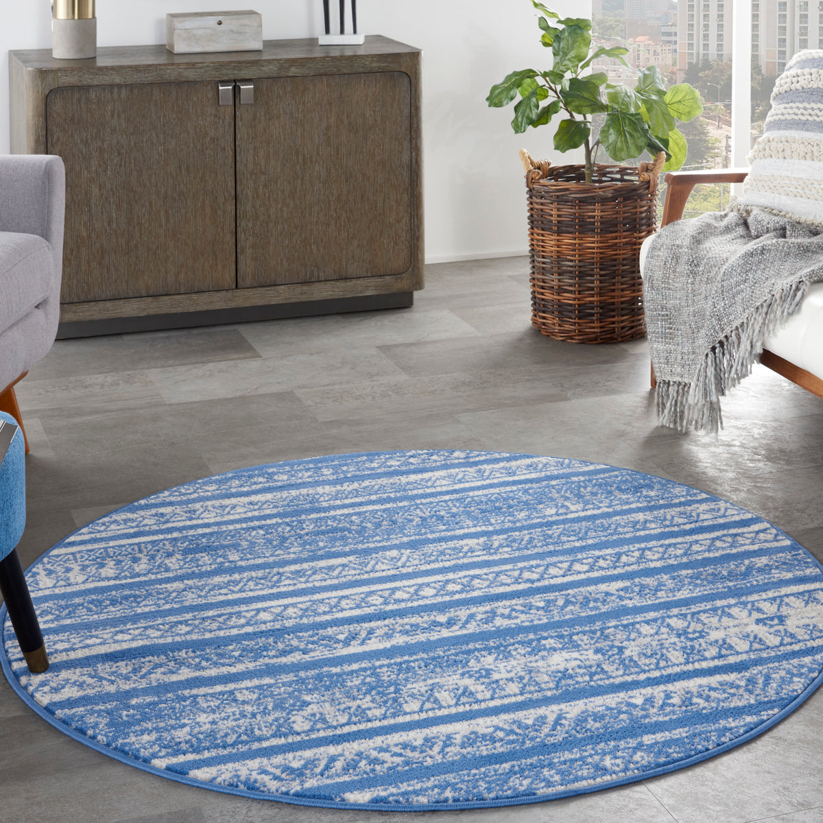 Whimsicle WHS16 Light Blue Ivory Rug