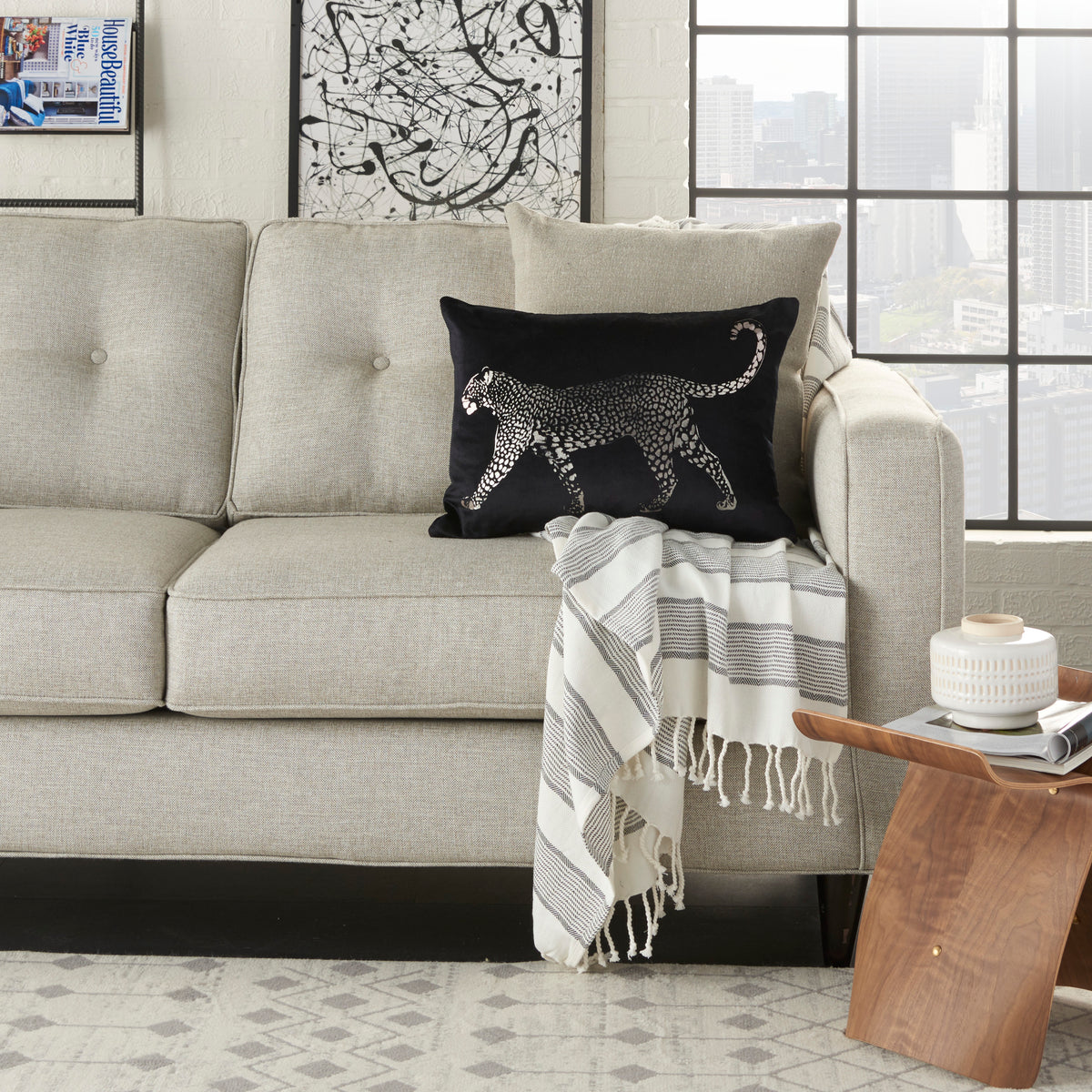 Sofia AC203 Black 14" x 20" Throw Pillows