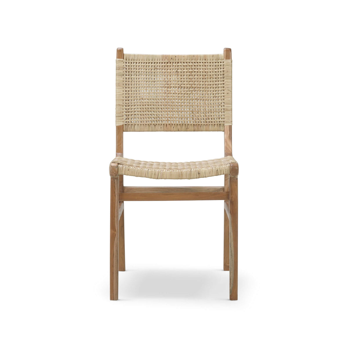 Logan Teak Dining Chair in Teak Natural Finish w/ Rattan Natural Seat & Back