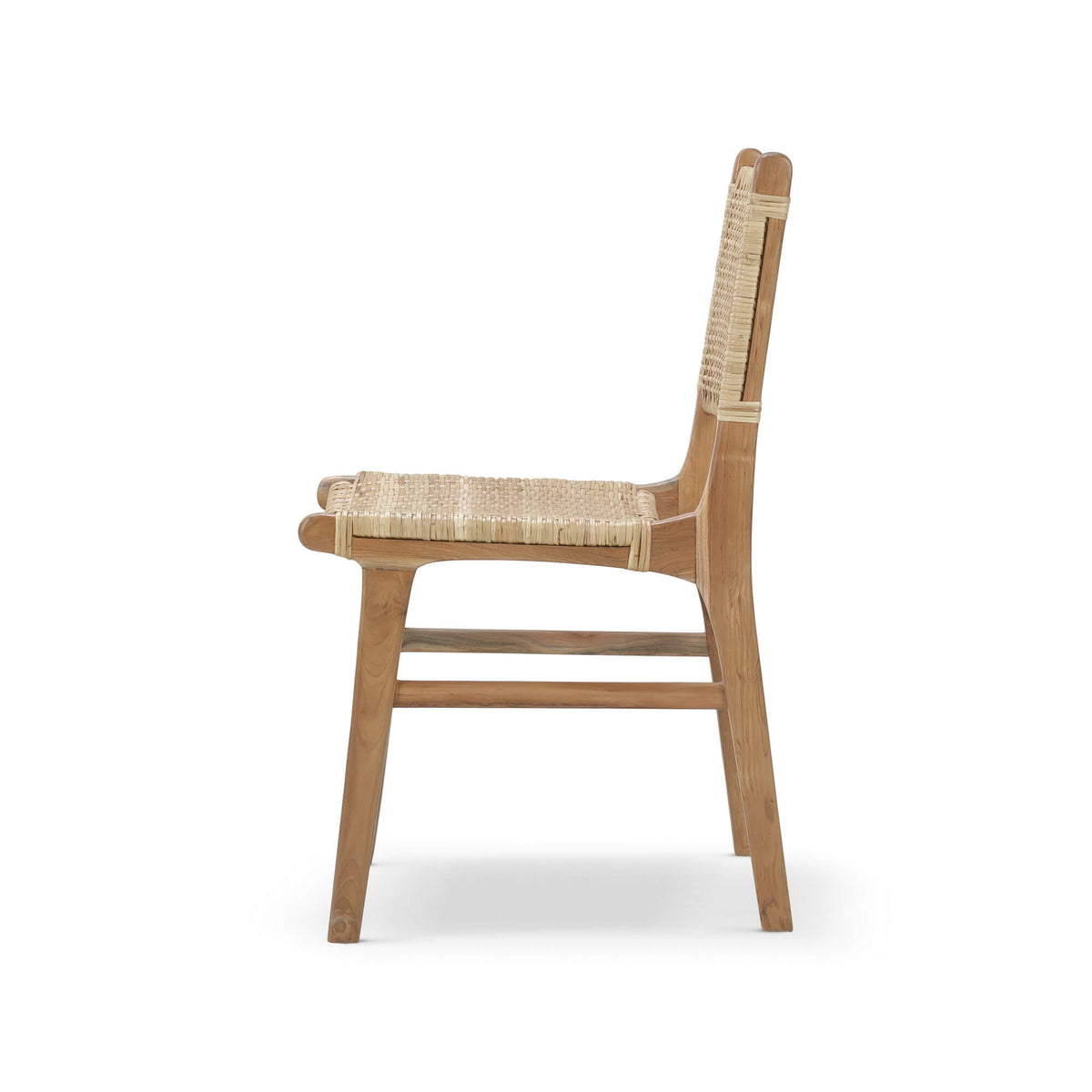 Logan Teak Dining Chair in Teak Natural Finish w/ Rattan Natural Seat & Back