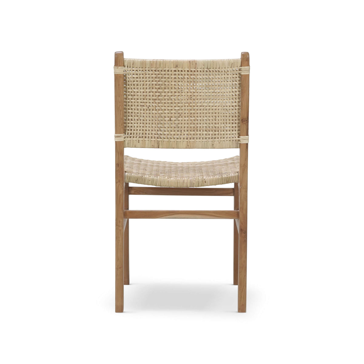 Logan Teak Dining Chair in Teak Natural Finish w/ Rattan Natural Seat & Back