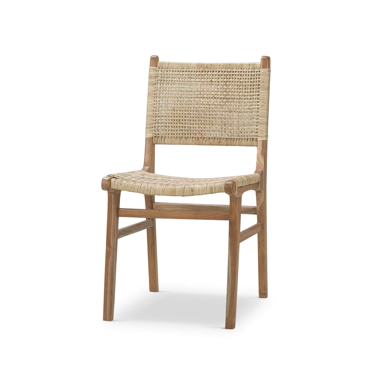 Logan Teak Dining Chair in Teak Natural Finish w/ Rattan Natural Seat & Back