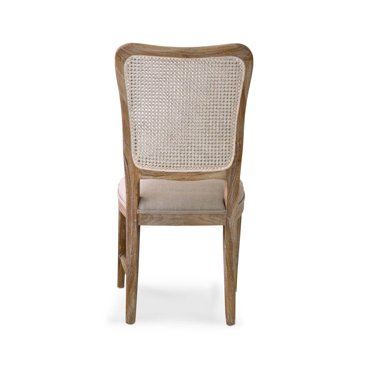 Laurna Teak Dining Chair in Teak White Wash w/ Seat in Camelot Performance Fabric & White Wash Rattan Back