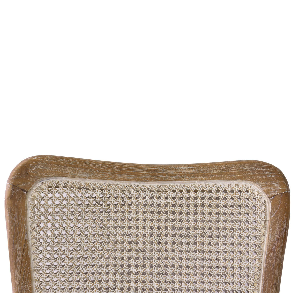 Laurna Teak Dining Chair in Teak White Wash w/ Seat in Camelot Performance Fabric & White Wash Rattan Back